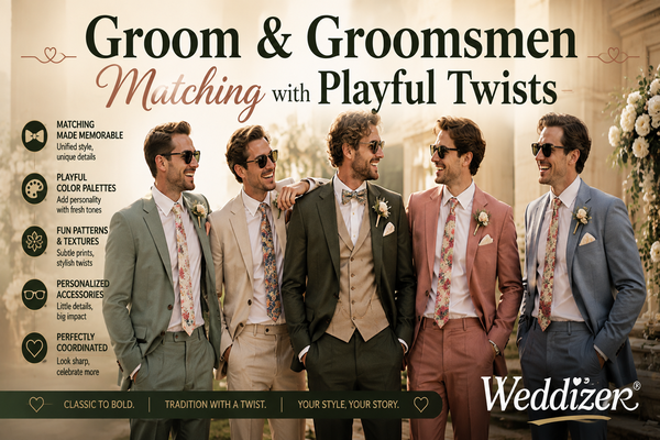 Groom & Groomsmen Matching with Playful Twists: Modern Wedding Style Guide