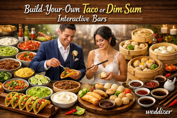 Build-Your-Own Taco or Dim Sum Interactive Bars: The Ultimate Wedding Food Trend with Weddizer Guidance